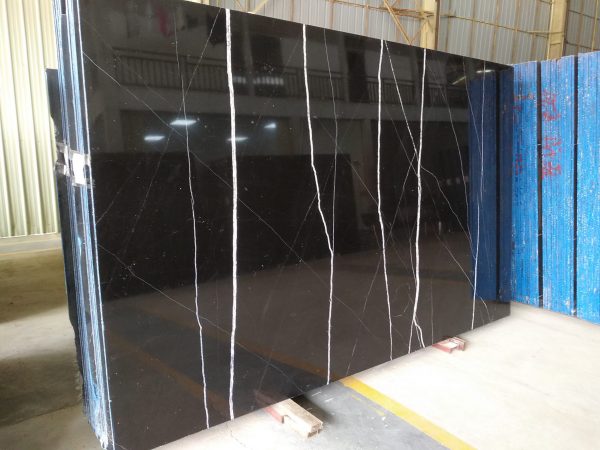 Chinese black marquina marble slab picture