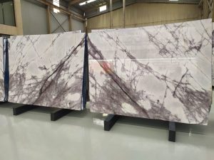 lilac white book match slabs picture