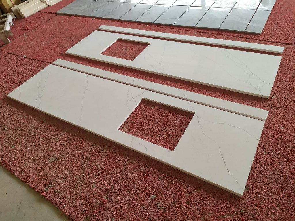 Calacatta White Artificial Quartz Stone Countertops and Vanity tops